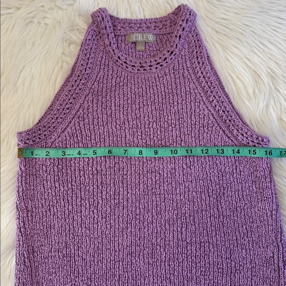 J. Crew Pointelle Purple Lavender High-Neck Textured Knit Sweater Tank Top S - Picture 13 of 15